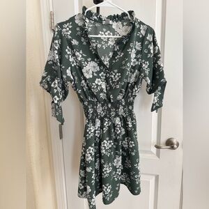 Justify Dark Green Floral Midi Dress